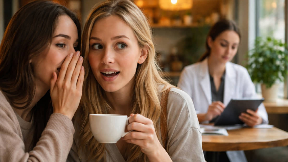 Duas amigas conversam sobre um fato novo na vida do ex-namorado de uma delas
