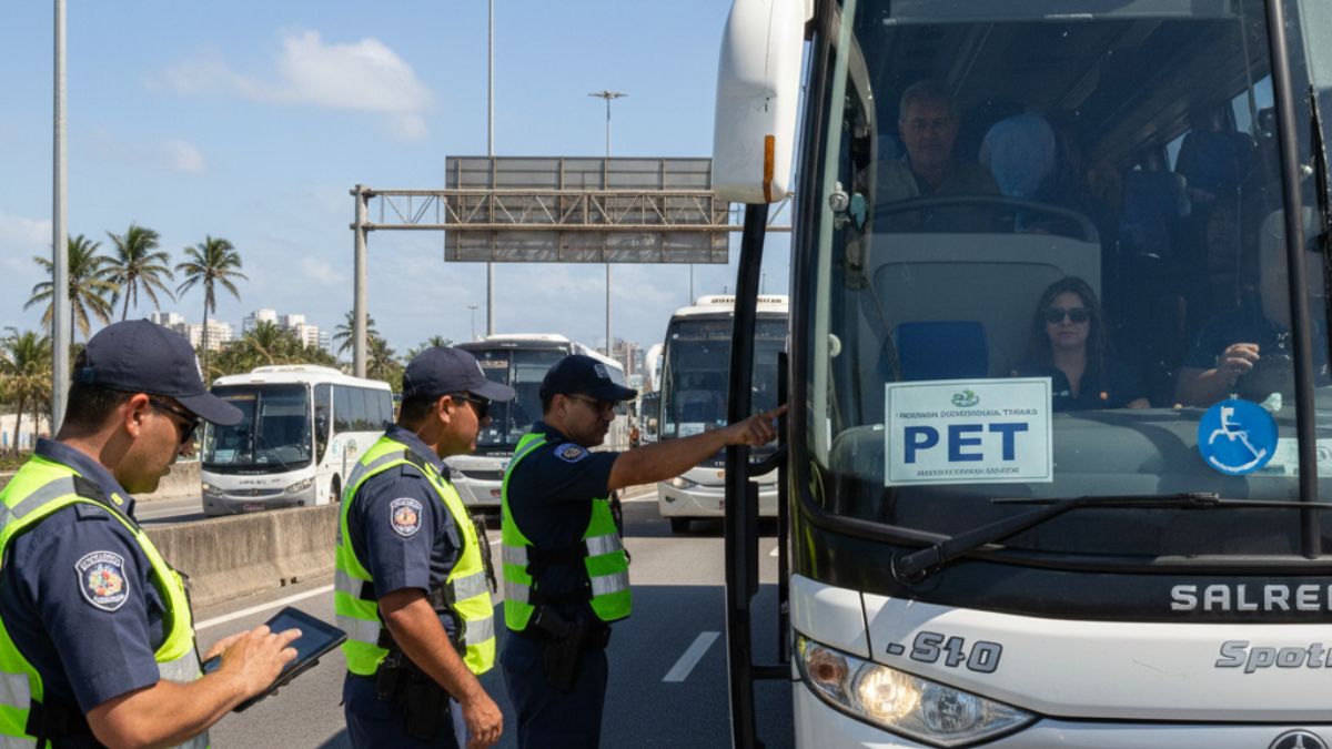 A Baixada Santista intensificou a fiscalização de ônibus, micro-ônibus e vans de turismo