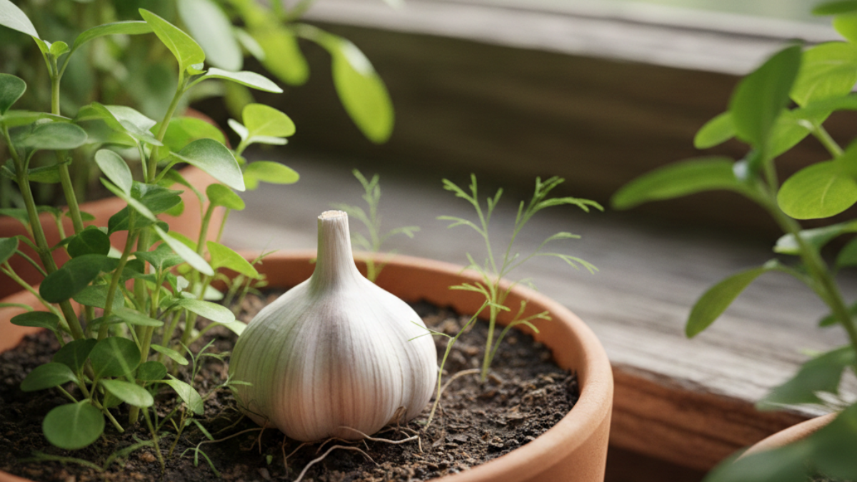 Esqueça os agrotóxicos: o alho é uma solução segura para quem tem pets em casa. Basta trocar os dentes a cada três semanas para manter seu jardim viçoso e protegido naturalmente/Gemini