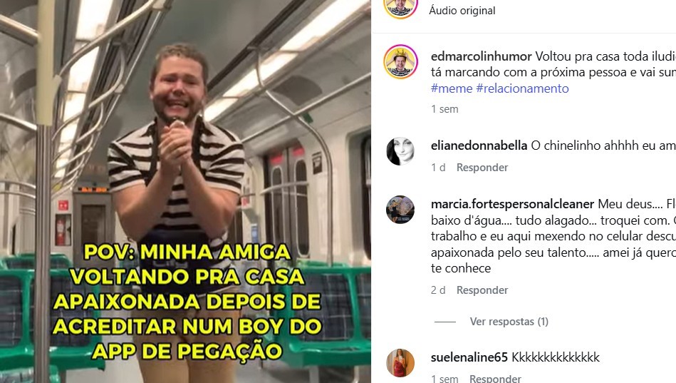 O rapaz, pelo visto, adora o metrô paulistano