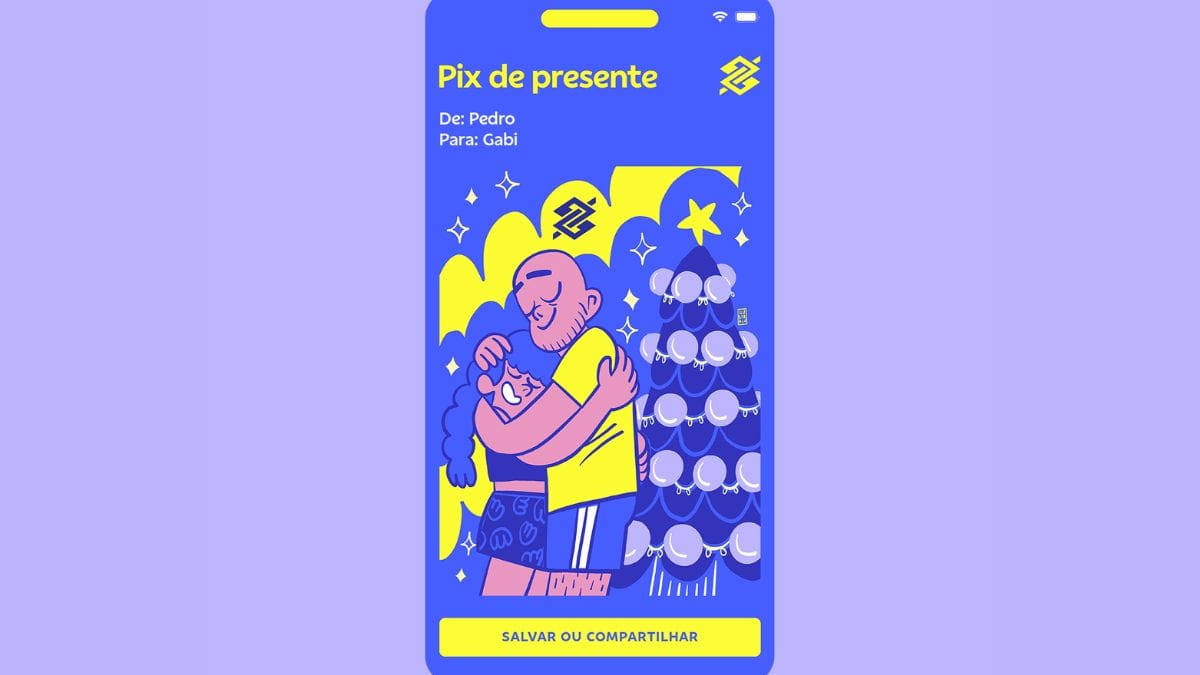 Transforme o seu Pix de Natal em um cartão personalizado e cheio de estilo com a nova função do app do BB/Divulgação
