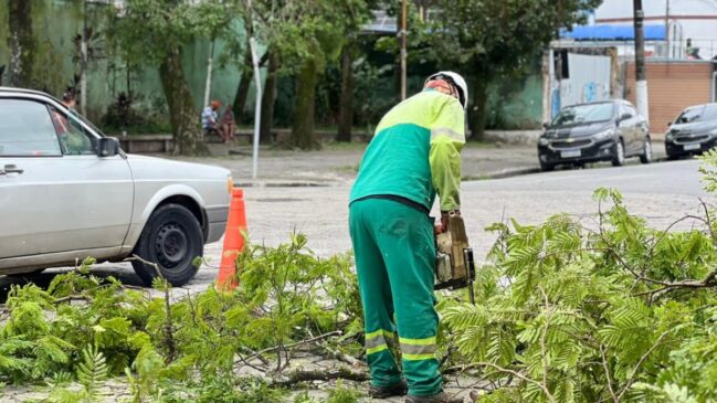 A Prefeitura de Cubatão realizou ações de zeladoria em diversos bairros após ventania