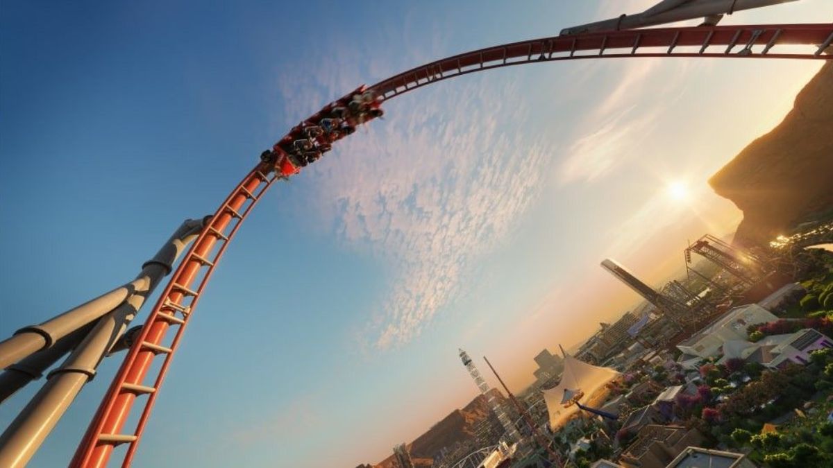 Spitfire: detentora do recorde de inversão mais alta do mundo, a montanha-russa chega a 73 metros de altura e atinge velocidades de até 127 km/h/ Divulgação Six Flags Qiddiya City