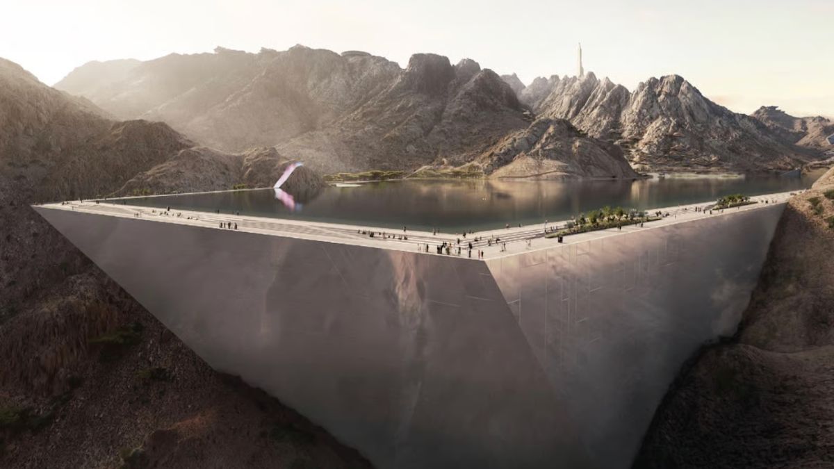 A cidade será abastecida por três barragens construídas pelo grupo Webuild (Neom.com/Divulgação)