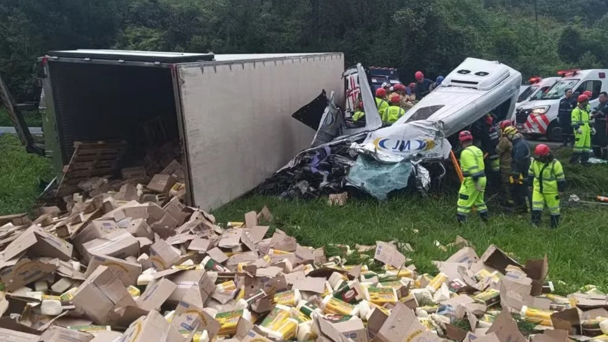 O motorista da carreta relatou que trafegava no sentido São Paulo quando foi rendido por criminosos que ocupavam outro caminhão (Divulgação/PRF)