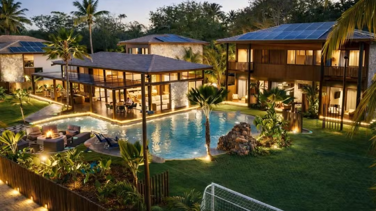 A residência dispõe de oito suítes distribuídas de forma a acomodar diferentes perfis de público