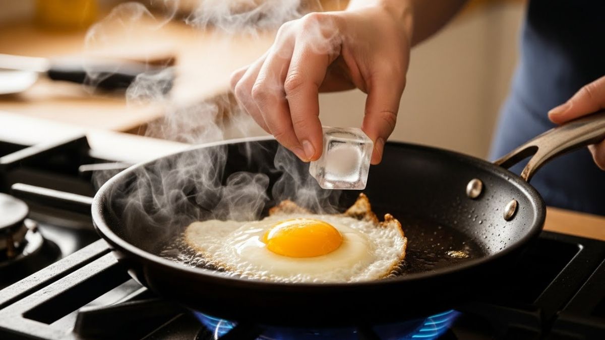 Truque japonês para evitar óleo espirrando ao fritar ovo