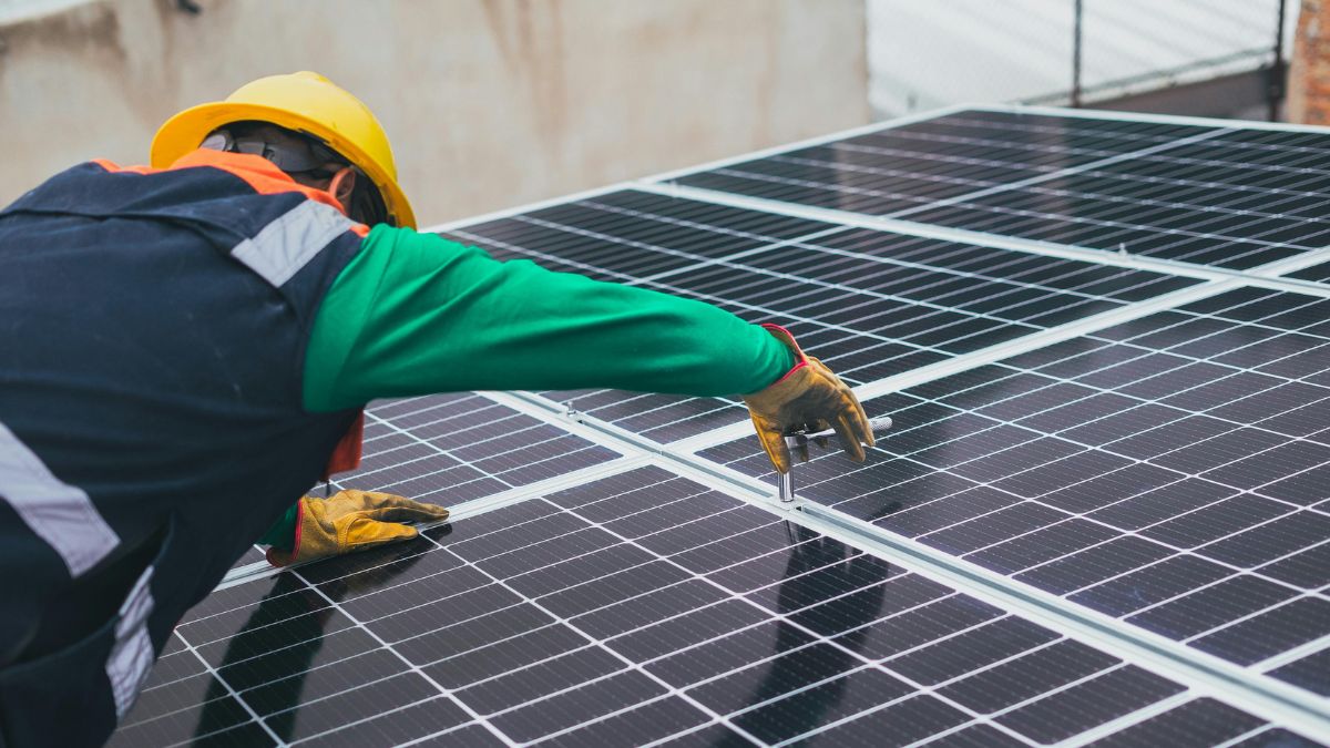 Painéis solares elevados sobre o cultivo criam um microclima que reduz a sensação térmica em até 10°C/Pexels