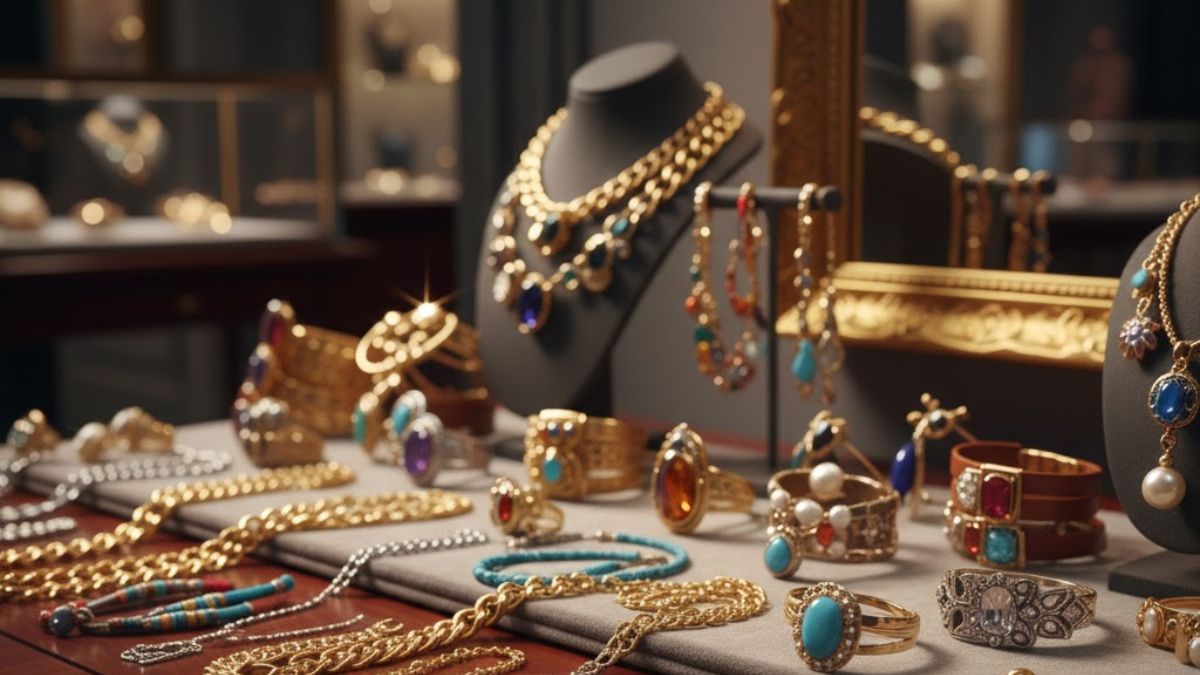 Mas também suas joalherias cheias de brilho chamam a atenção dos visitantes que só vão até o endereço para comprar os itens e revende-los (Imagem Gerada por IA/Google Gemini)