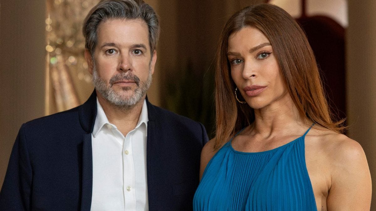 Ferette (Murilo Benício) e Arminda (Grazi Massafera) em 'Três Graças' / Reprodução/Globo