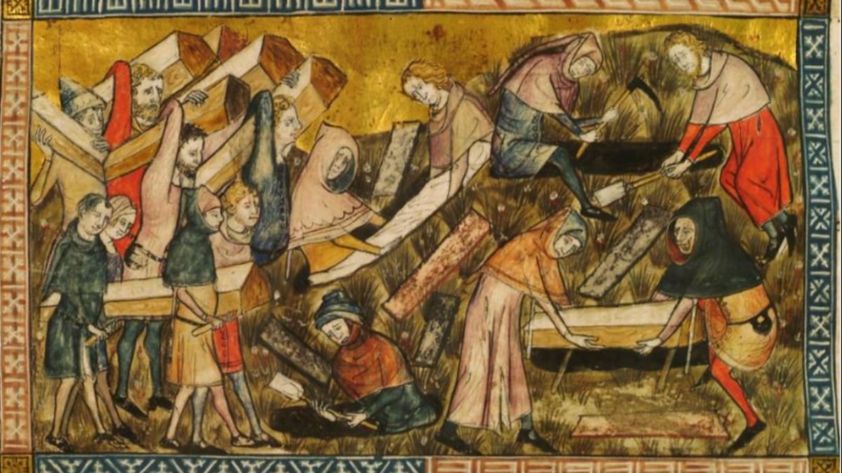 1348, o auge da Peste Negra: A Peste Negra devastou a Europa entre 1347 e 1351 e teve seu ponto mais crítico em 1348. Causada pela bactéria Yersinia pestis e transmitida principalmente por pulgas em ratos, a doença também atingiu regiões da Ásia e do Norte da África. / Domínio público / Wikipédia