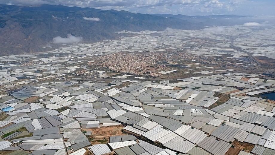 A região de El Ejido abriga uma imensa concentração de estufas agrícolas cobertas por plástico branco