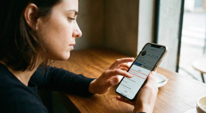 Mulher visualiza perfil do ex na rede social e vai na opção