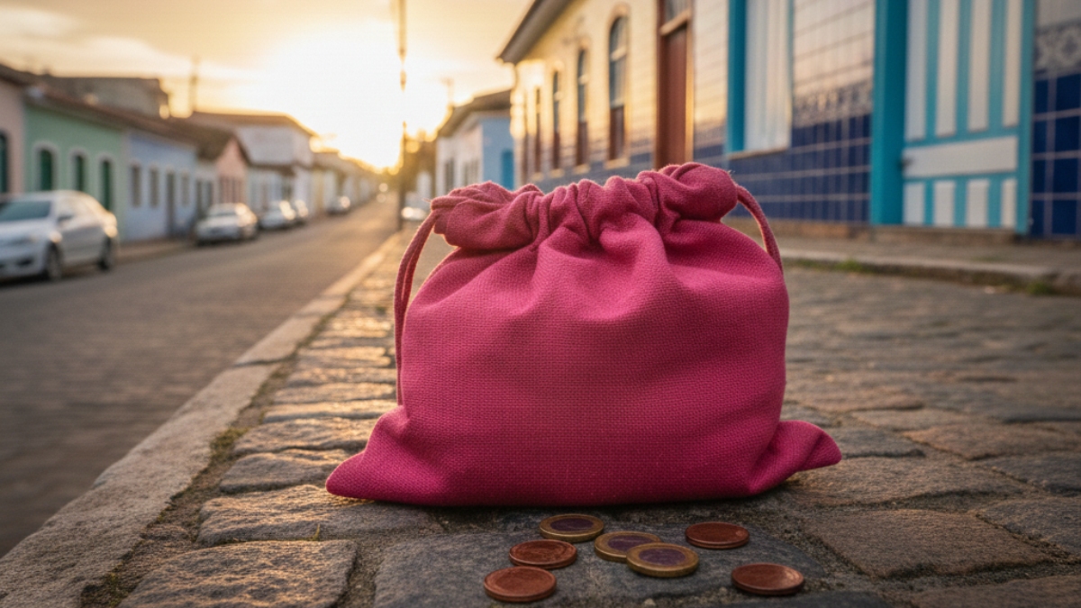 Ao sair de casa para trabalhar, Higor notou uma bolsa rosa no chão