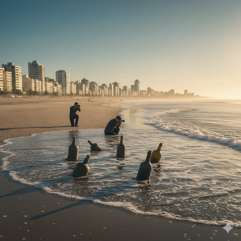 Artefatos antigos de navios naufragados são levados pelo mar até ilhas e praias / IA