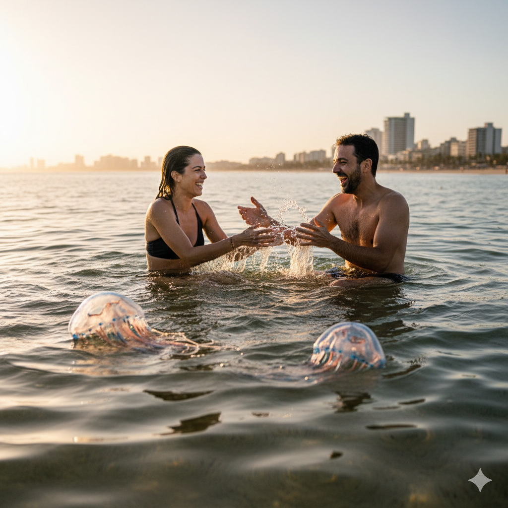 Saia de perto ao ver uma caravela portuguesa, pois ela segue o ritmo das ondulações / IA