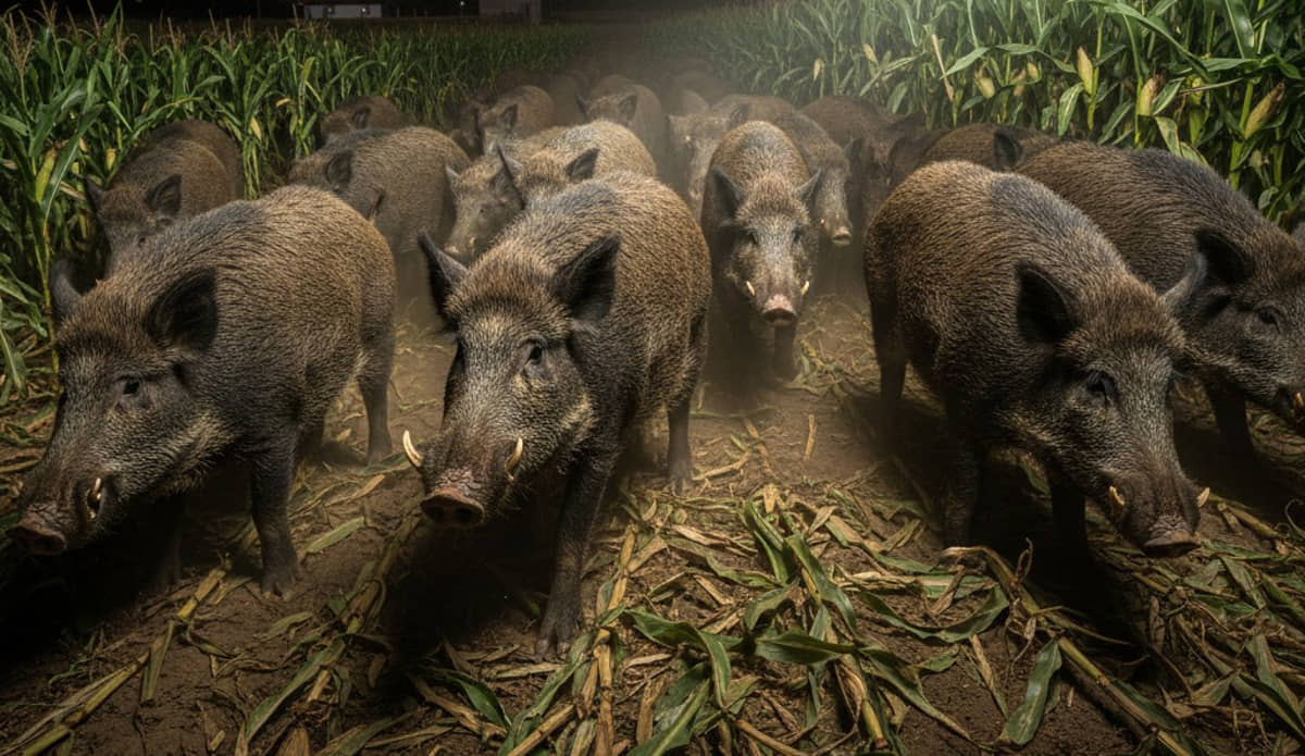 Grupo de javaporcos destrói lavouras e plantações, dando prejuízos severos ao país
