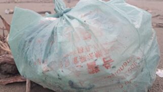 Lixo internacional foi encontrado espalhado pela faixa de areia da cidade nesta segunda-feira (23)