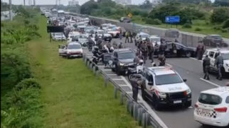 Equipes da Polícia Militar foram acionadas e cercaram a área com dezenas de viaturas