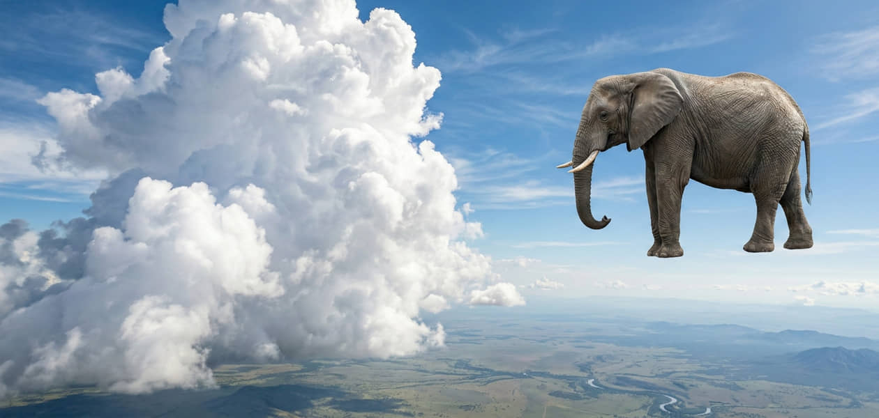 Quem imaginaria que uma nuvem branca e limpa poderia ter o peso de 100 elefantes africanos?
