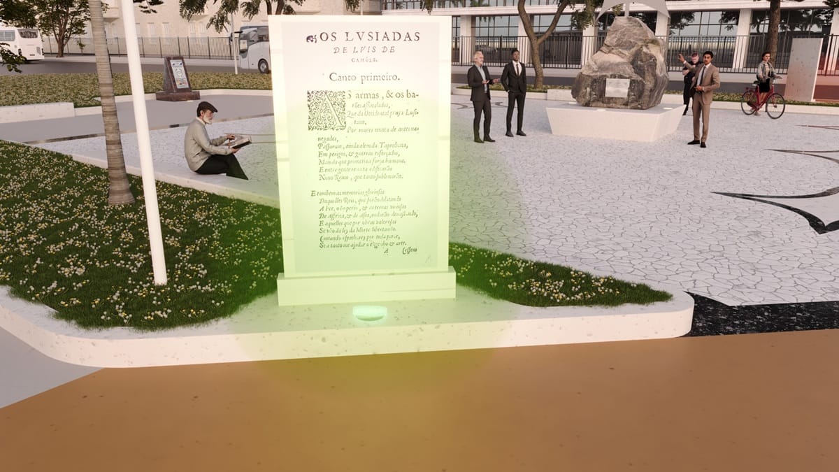 Praça Elos Clube vai reforçar as conexões com a tradição portuguesa e o monumento de Luís de Camões (Divulgação/PMSV)