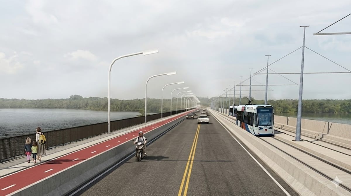 Com 7,5 km de linha ferroviária, o VLT chegará à Área Continental por meio de quatro novas estações (Divulgação/PMSV)