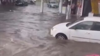 Rua de São Vicente sofreu com as fortes chuvas nesta terça-feira