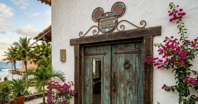 A entrada temática de uma casa do decoração da Disney em seus cômodos