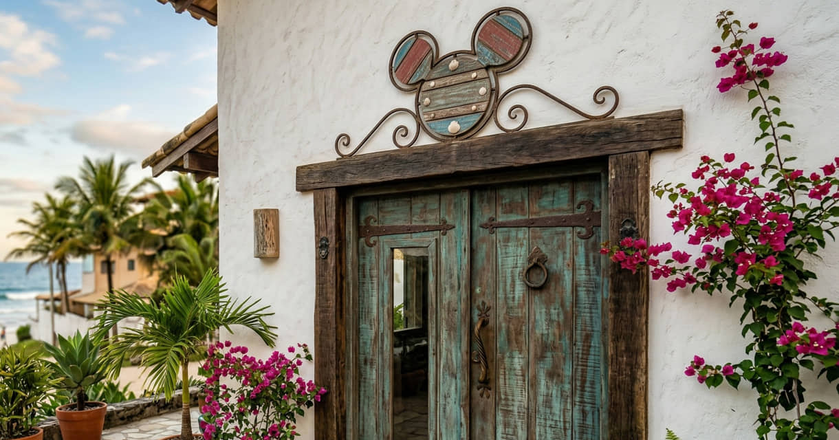 A entrada temática de uma casa do decoração da Disney em seus cômodos