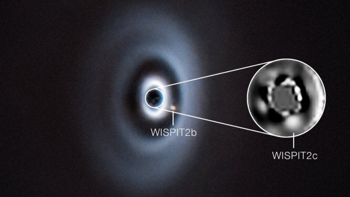 O sistema apresenta anéis e lacunas bem definidos no disco de poeira