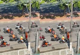 Categoria se manifestou em motociata pela Avenida Afonso Pena, em Santos, na manhã desta quarta-feira (25)