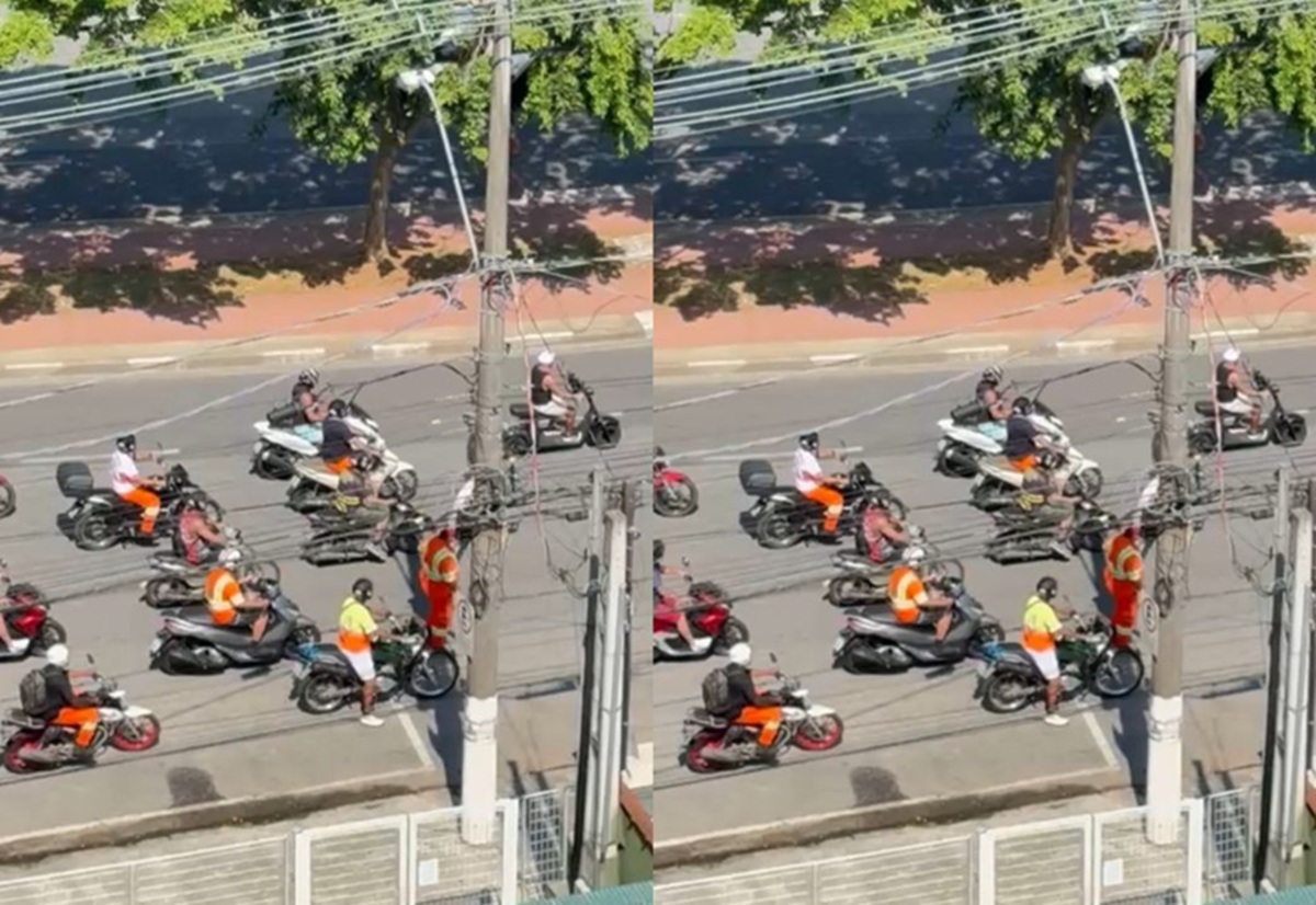 Categoria se manifestou em motociata pela Avenida Afonso Pena, em Santos, na manhã desta quarta-feira (25)