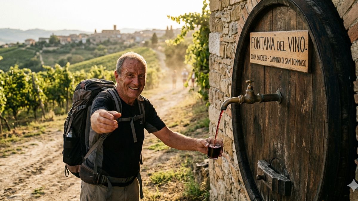Entenda por que uma pequena cidade italiana decidiu oferecer vinho gratuito para quem percorre suas trilhas históricas