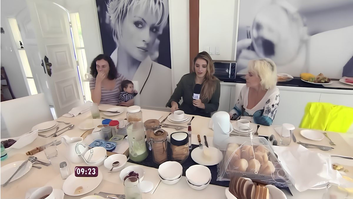 Inclusive, gravou cenas envolvendo seus cafés da manhã com a equipe de repórteres da atração (TV Globo/Reprodução)