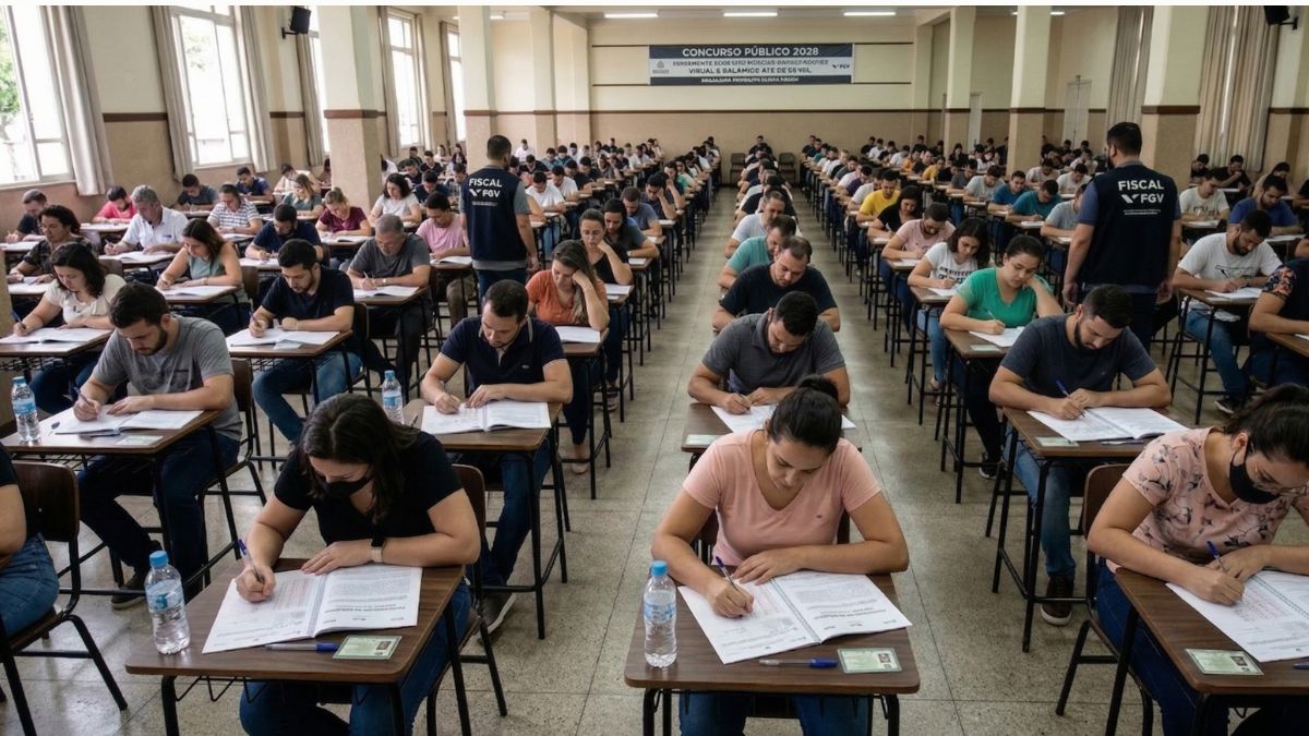 Candidatos buscam uma das quase 4 mil vagas abertas em concursos que oferecem salários de até R$ 35 mil (Google Gemini/Imagem Gerada por IA)