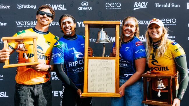 Yago Dora, Miguel Pupo, Gabriela Bryan e Molly Picklum subiram ao pódio em Bells Beach