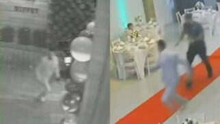 O vídeo revela o momento em que o suspeito tenta escapar dos agentes