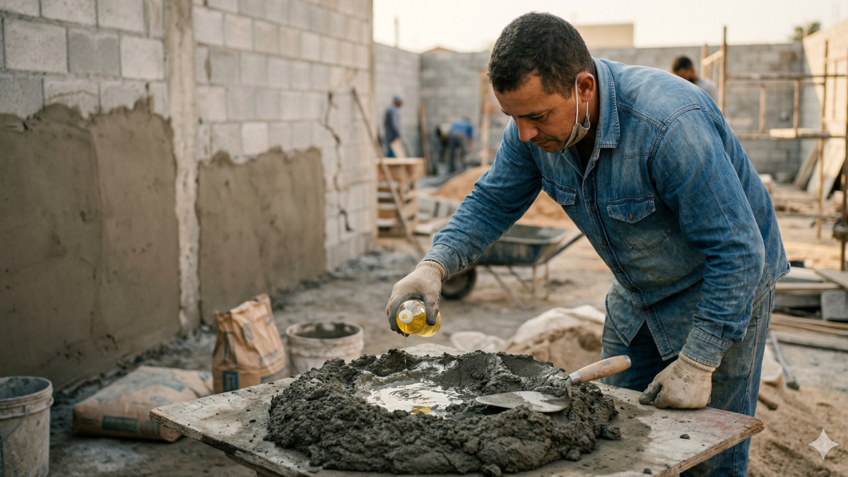 A combinação de cimento e detergente é frequentemente aplicada em serviços de acabamento e vedação