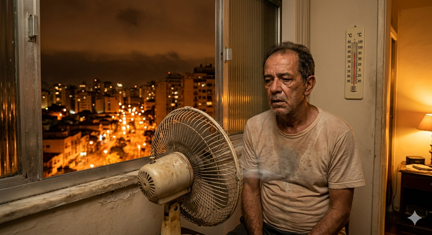 Noites quentes: corpo não se recupera do calor - Foto ilustrativa gerada por IA/Gemini