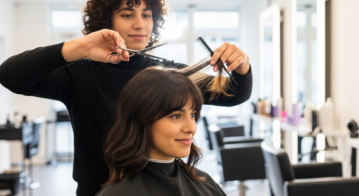 O modelo mais pedido é a chamada "franja cortininha", também conhecida como "franja Bardot".