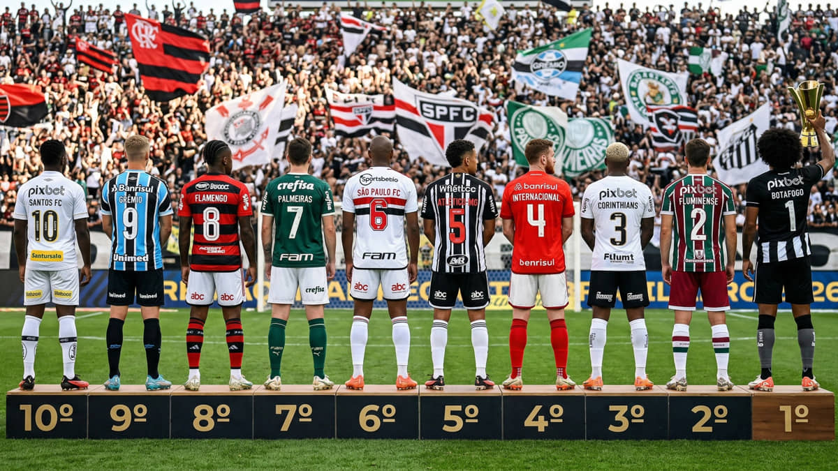 Imagem conceitual criada com IA mostra ranking dos 10 jogadores mais bonitos do Brasil, segundo influencer Luan Godim