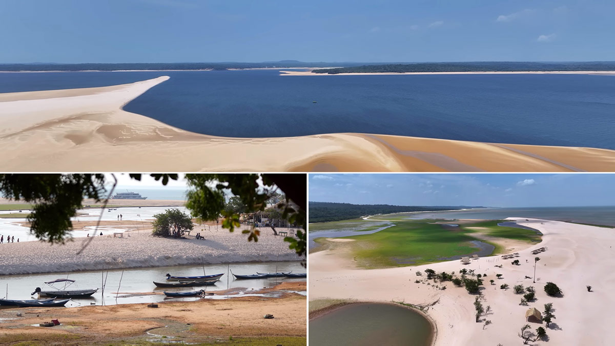 Mesmo no período de chuva, a vila se transforma, oferecendo uma perspectiva diferente da floresta que se integra ao Rio Tapajós
